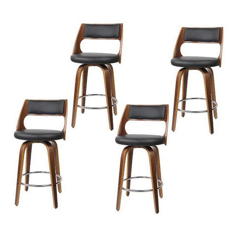 4x Bar Stools Swivel Leather Chair 65cm Comfortable and Stylish