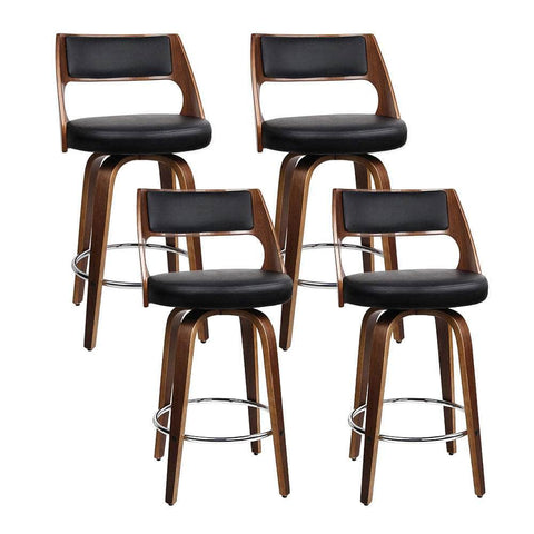 4x Bar Stools Swivel Leather Chair 76cm