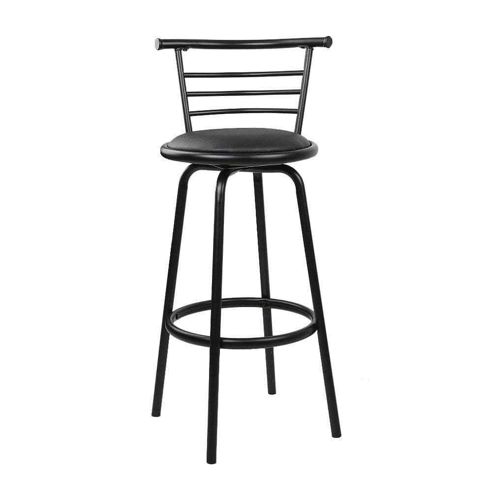 4x Bar Stools Swivel Leather Padded Metal