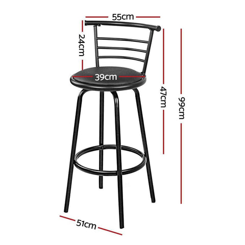 4x Bar Stools Swivel Leather Padded Metal