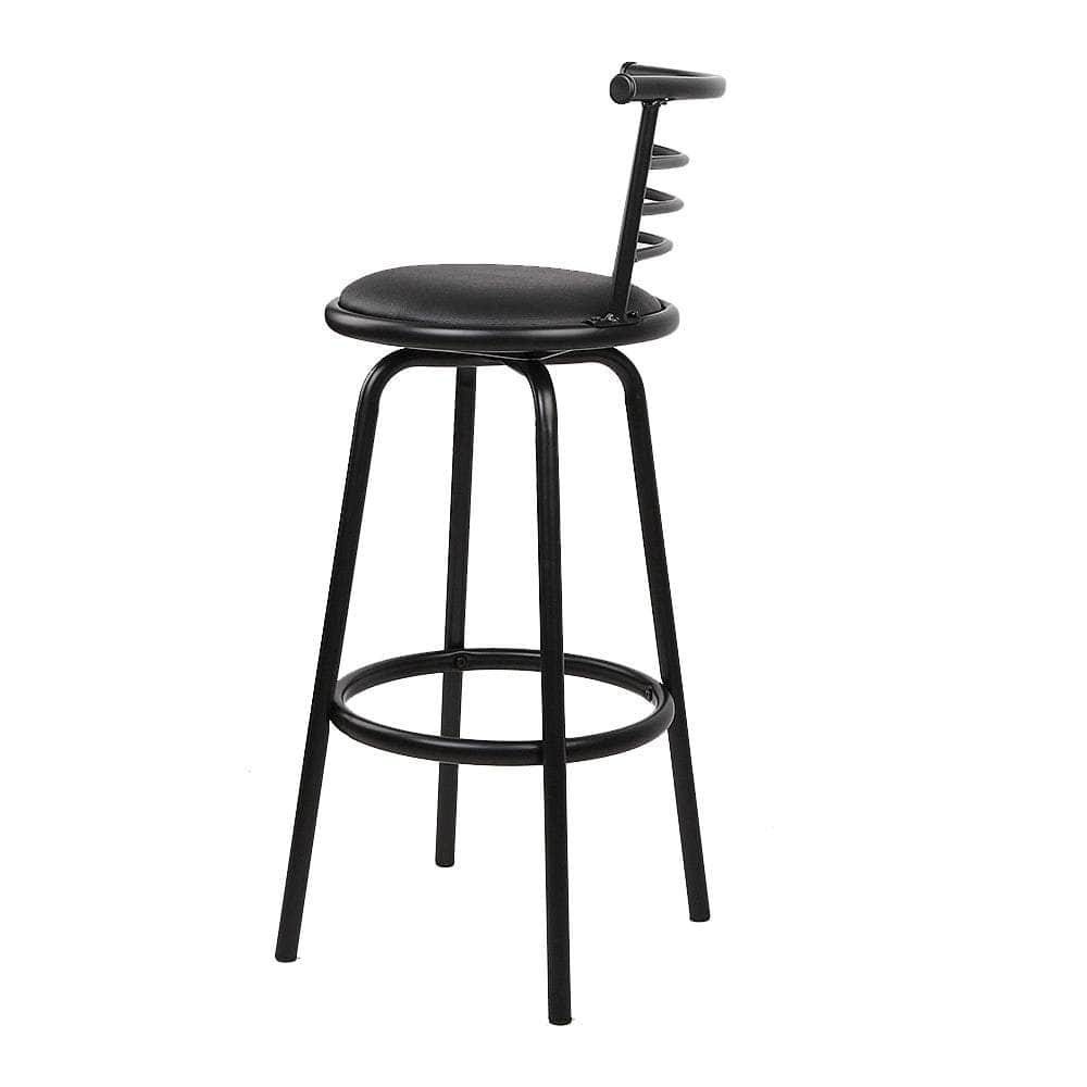 4x Bar Stools Swivel Leather Padded Metal