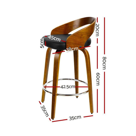 4x Bar Stools Swivel Seat Curving Backrest