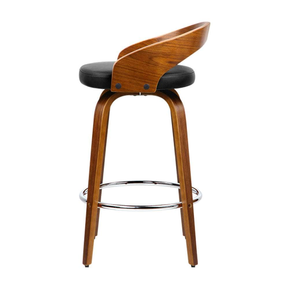 4x Bar Stools Swivel Seat Curving Backrest