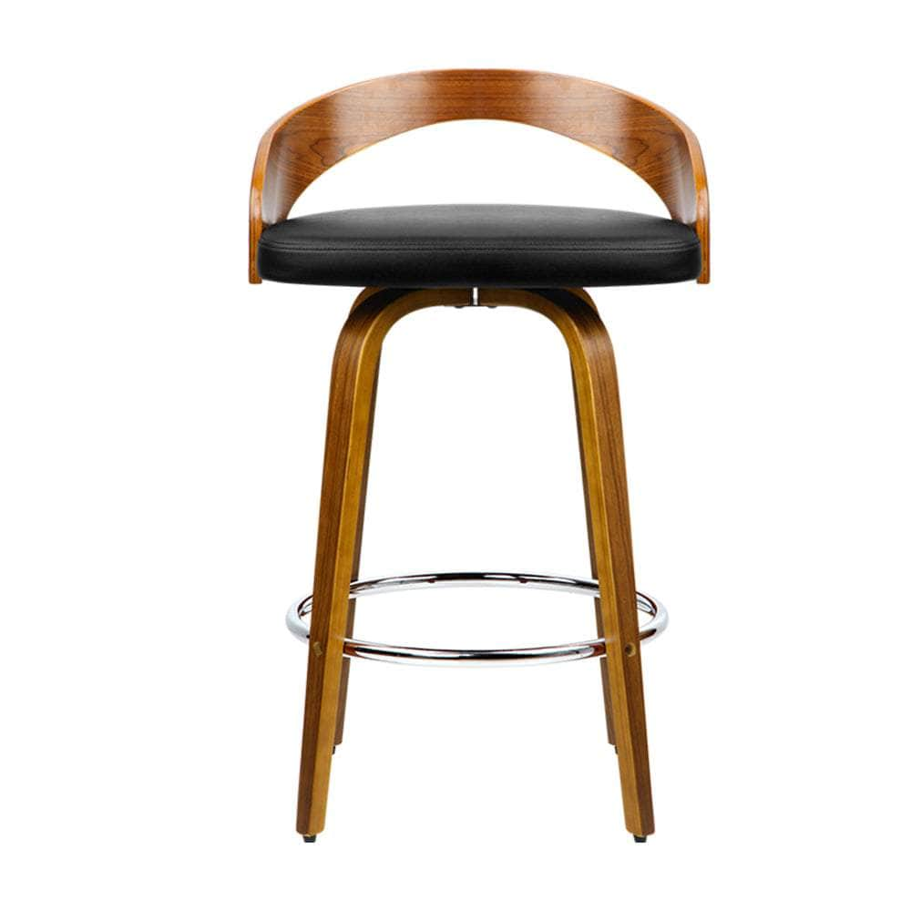 4x Bar Stools Swivel Seat Curving Backrest