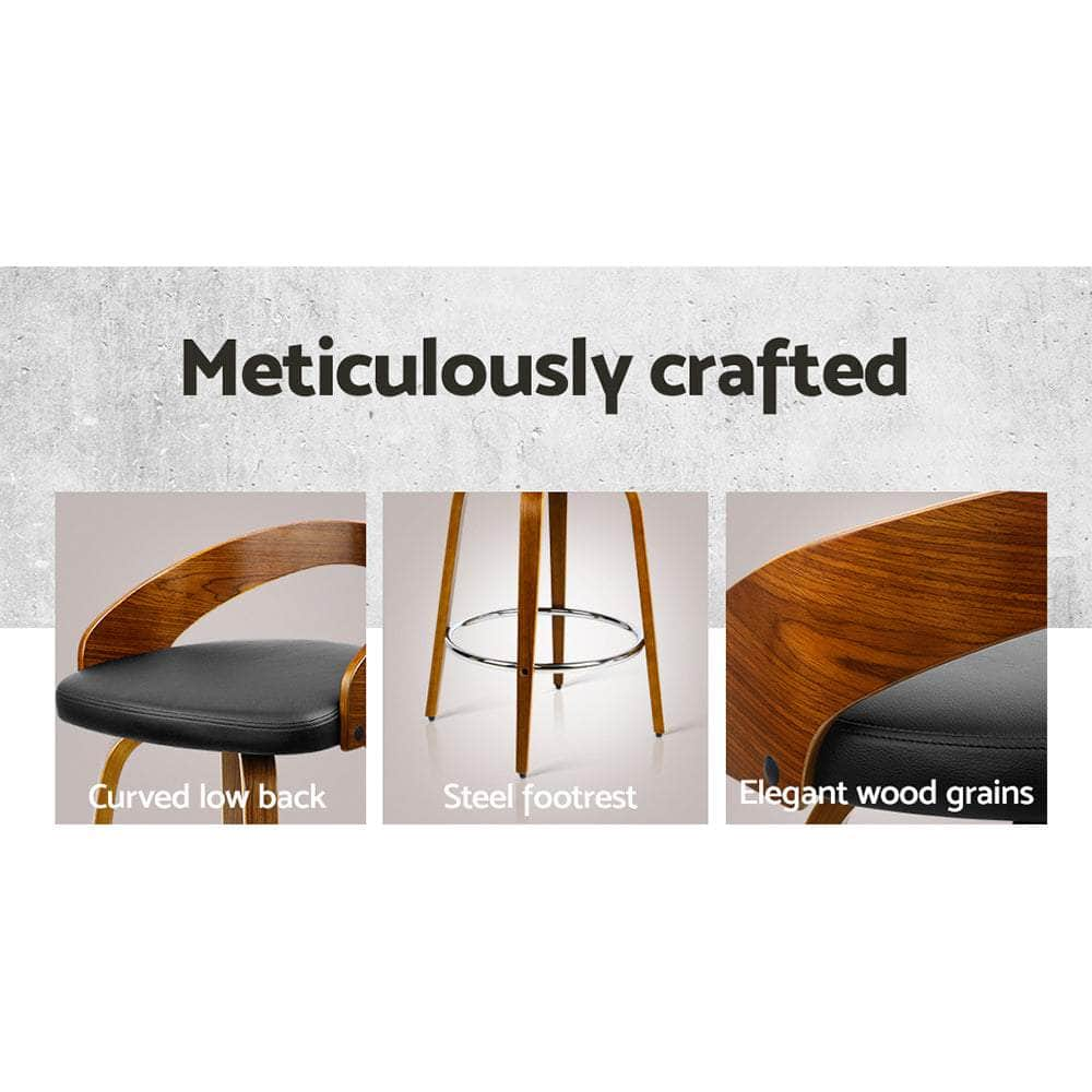 4x Bar Stools Swivel Seat Curving Backrest