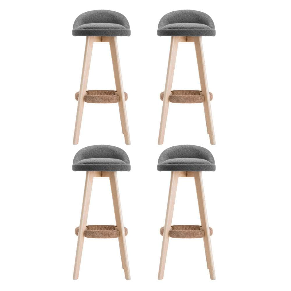 4X Bar Stools Swivel Velvet Padded Wooden