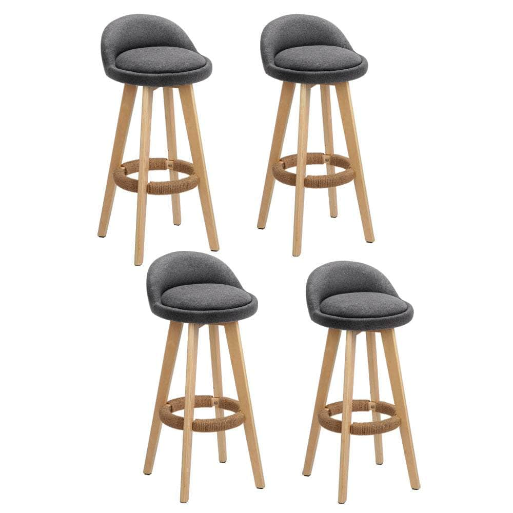 4X Bar Stools Swivel Velvet Padded Wooden