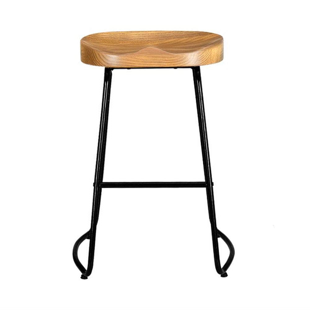 4x Bar Stools Tractor Seat 65cm Wooden