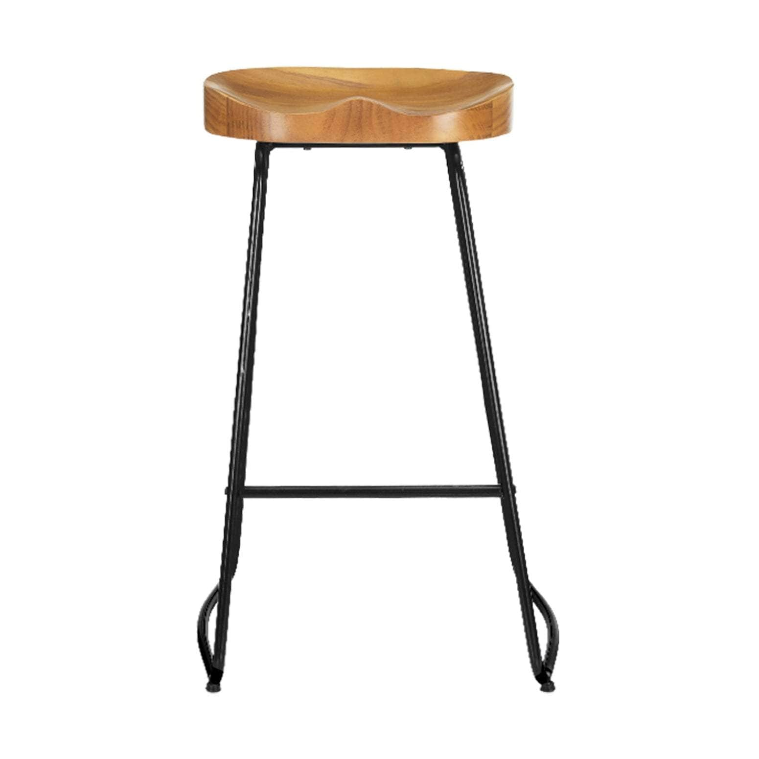 4x Bar Stools Tractor Seat 75cm Wooden