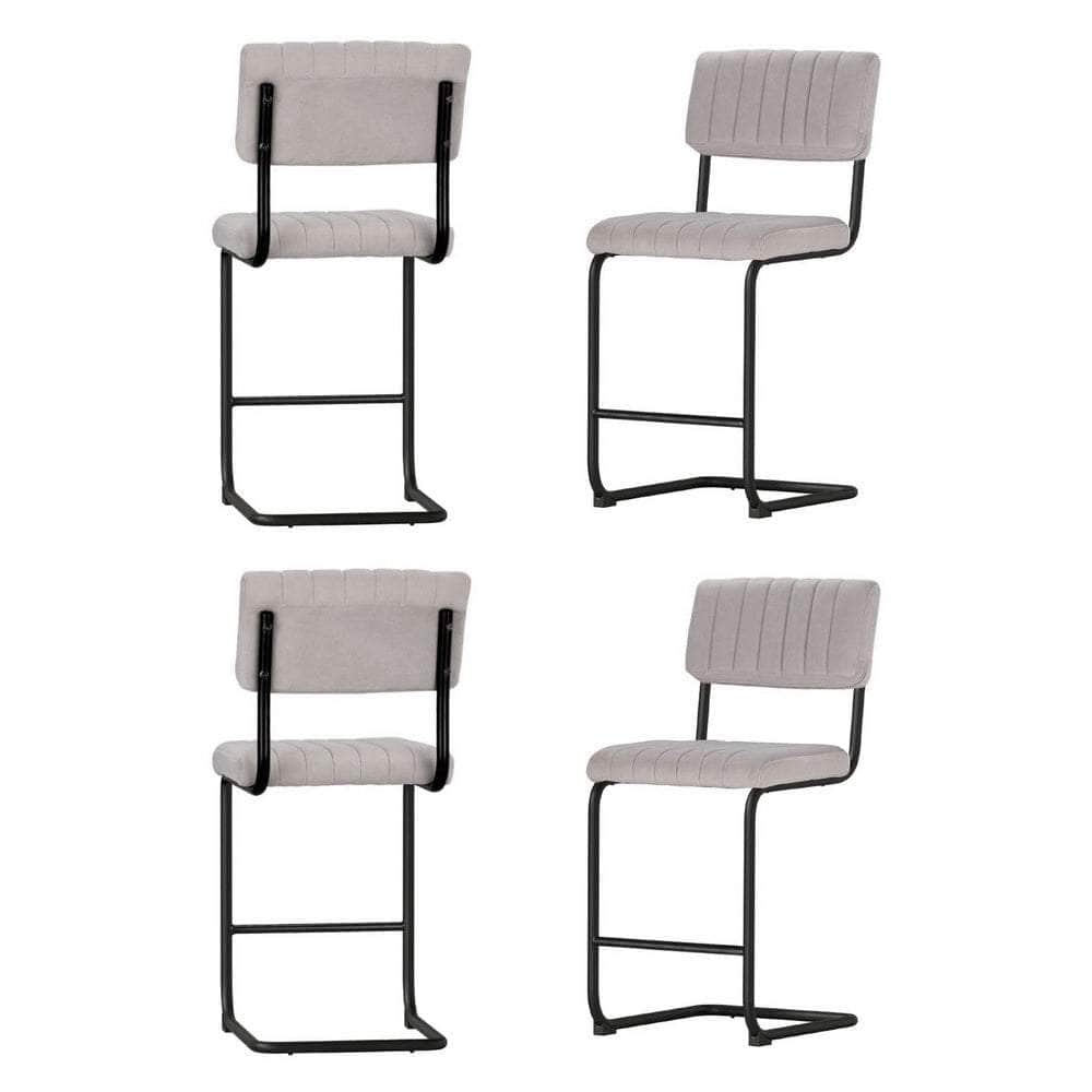 4X Bar Stools Velvet Chairs Green/Grey