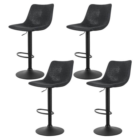 4X Bar Stools Vintage Leather Swivel Gas Lift Black/Brown