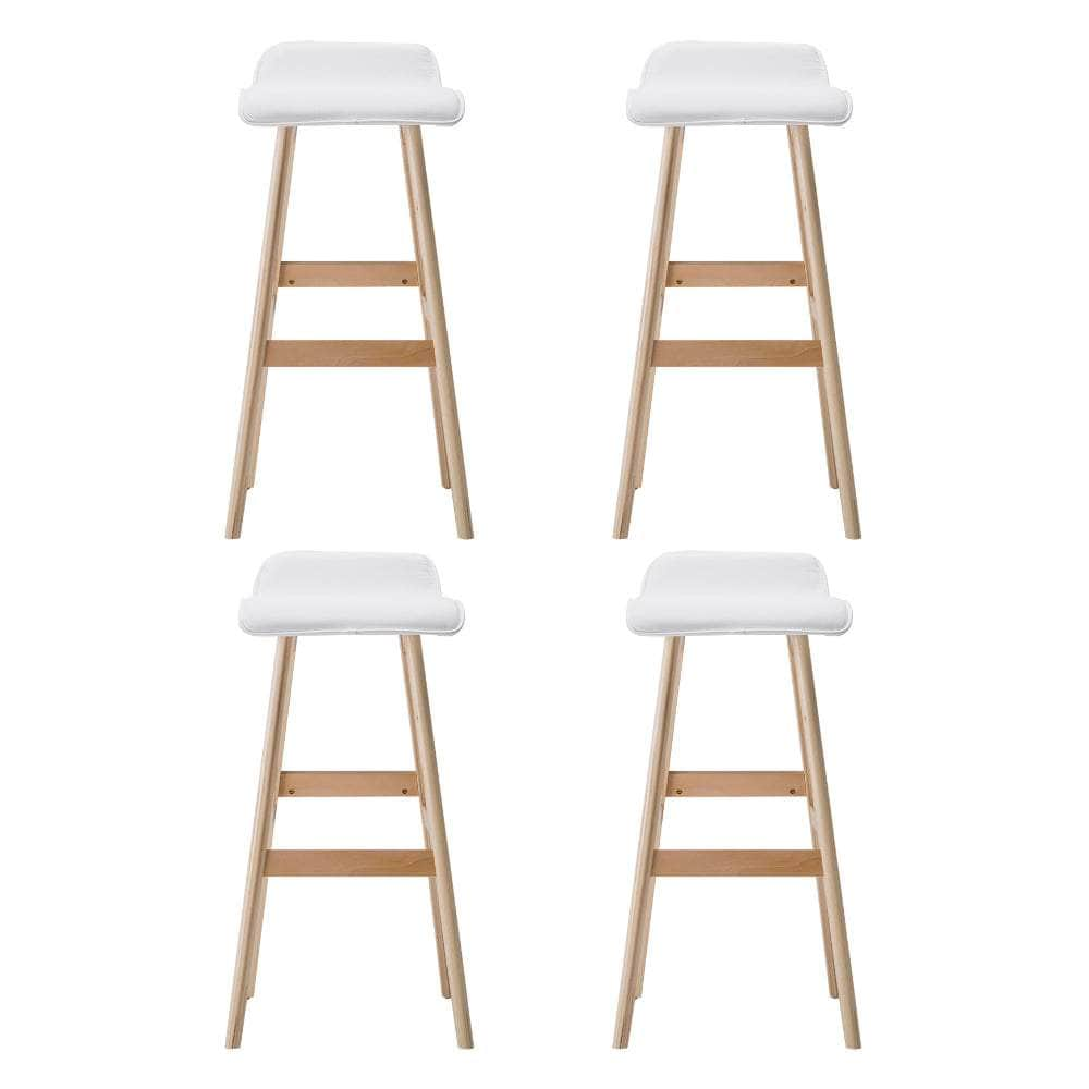 4x Bar Stools Wooden Stool White Stylish and Durable