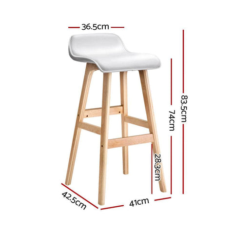 4x Bar Stools Wooden Stool White Stylish and Durable