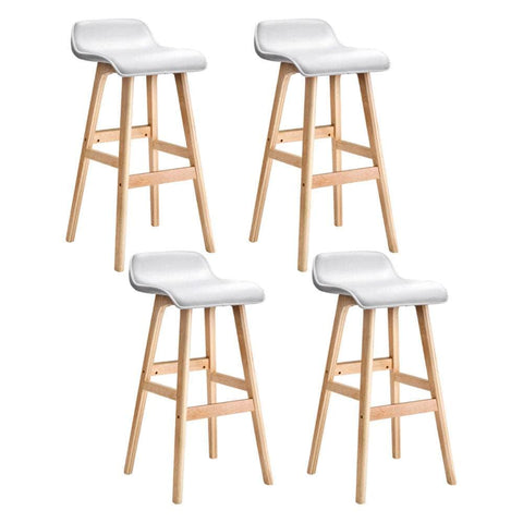 4x Bar Stools Wooden Stool White Stylish and Durable