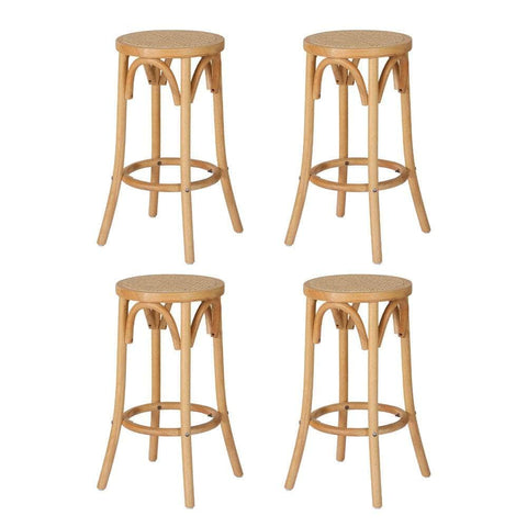 4X Bar Stoosl Rattan Seat Wooden