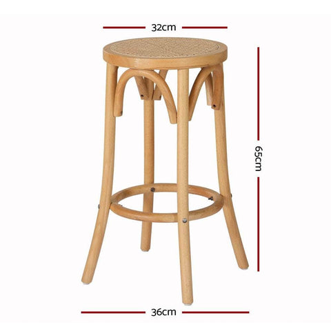 4X Bar Stoosl Rattan Seat Wooden