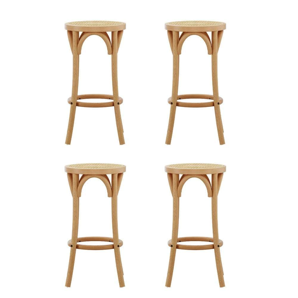 4X Bar Stoosl Rattan Seat Wooden