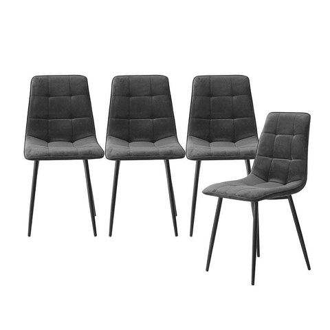 4x Dining Chairs Kitchen Velvet Grey