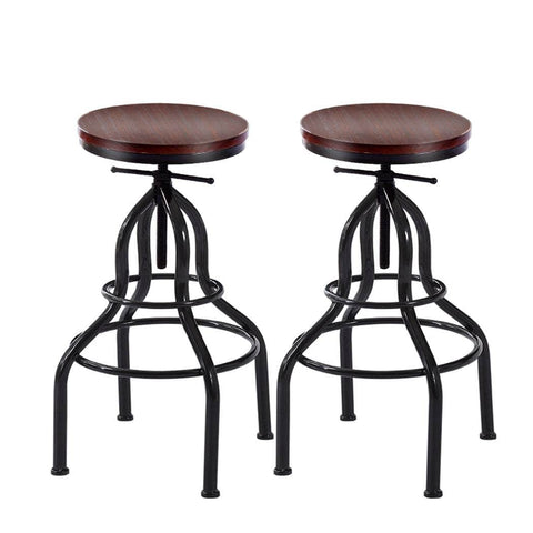 4x Industrial Bar Stools Kitchen Stool Wooden Barstools Swivel Chair