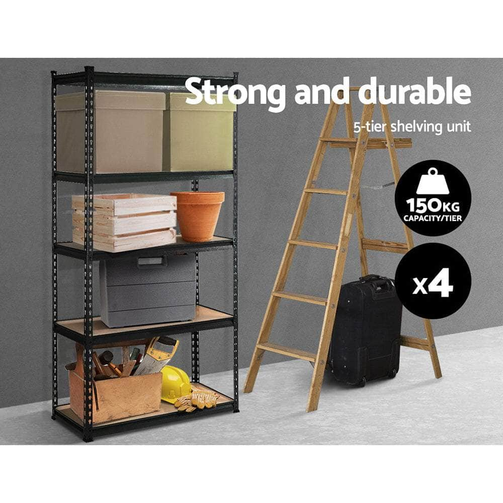 4X1.5M Garage Shelving Warehouse Rack Pallet Racking Storage Shelve Black