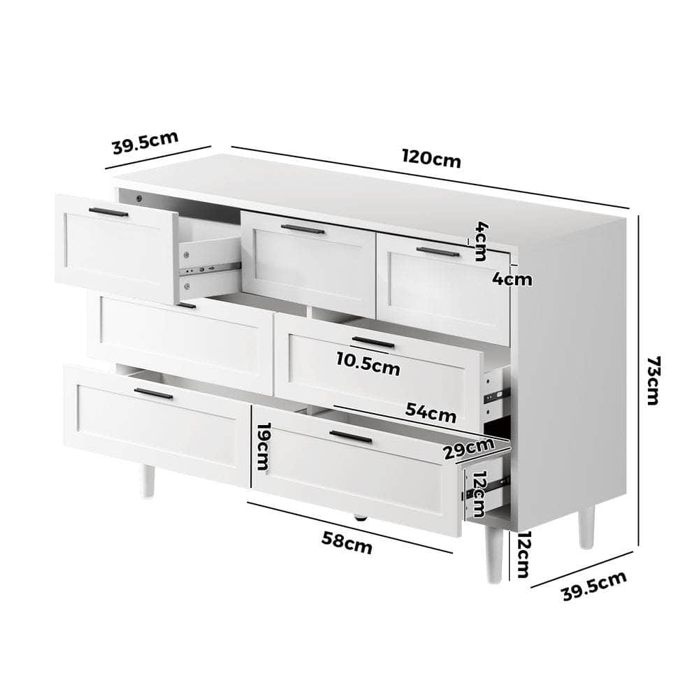 5/6/7 Chest of Drawers Dresser Tallboy Natural/White