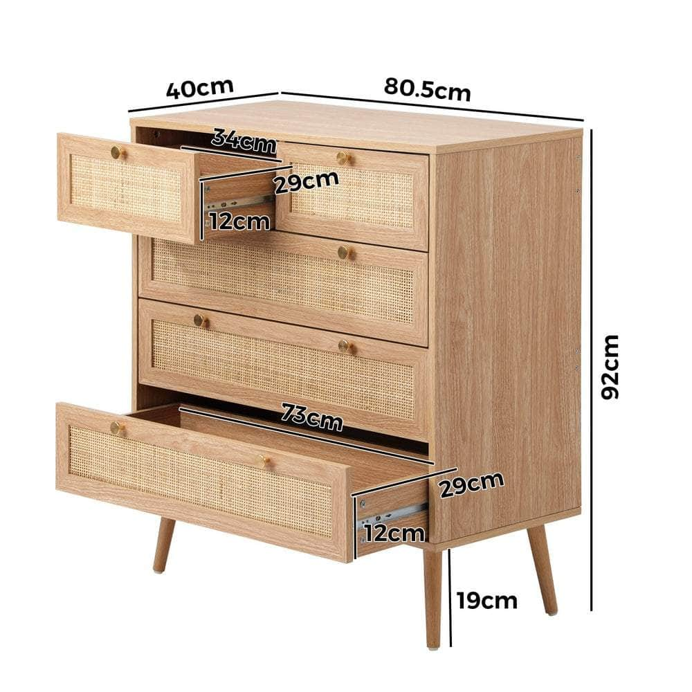 5/6 Chest of Drawers Dresser Tallboy Rattan