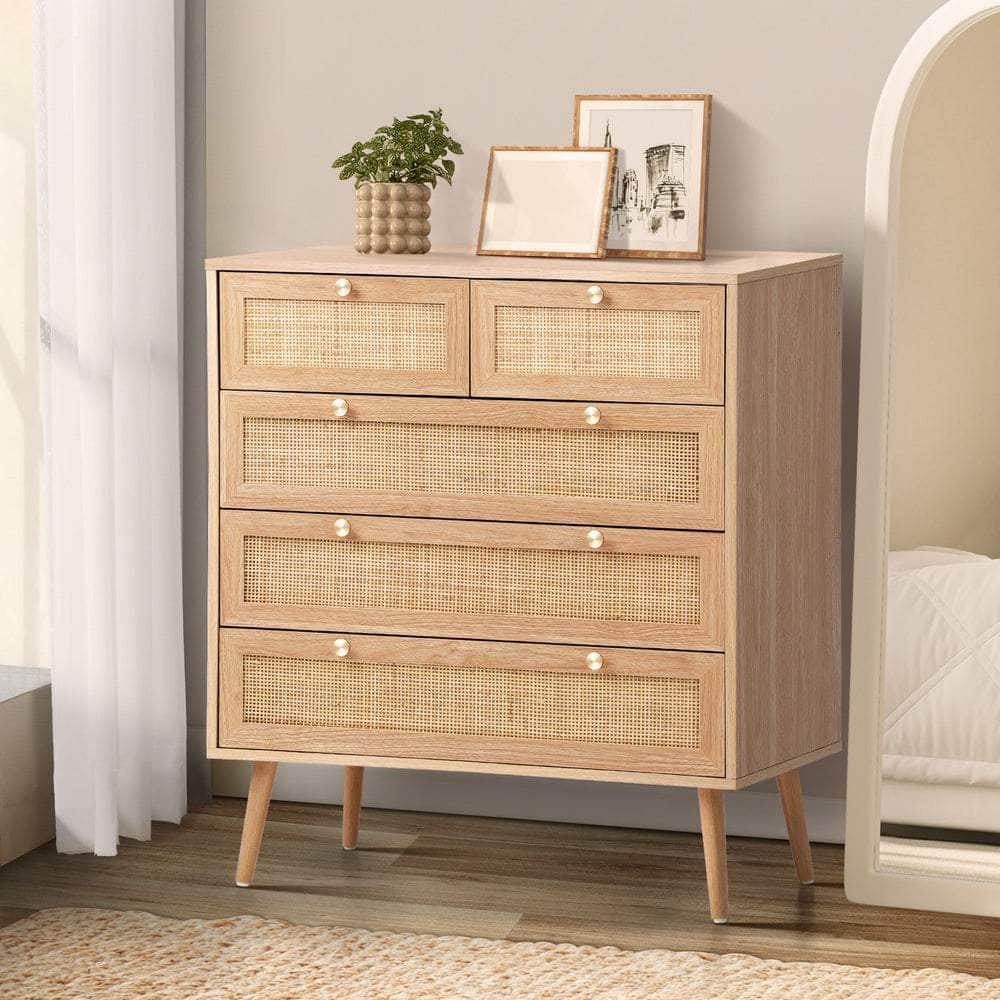 5/6 Chest of Drawers Dresser Tallboy Rattan