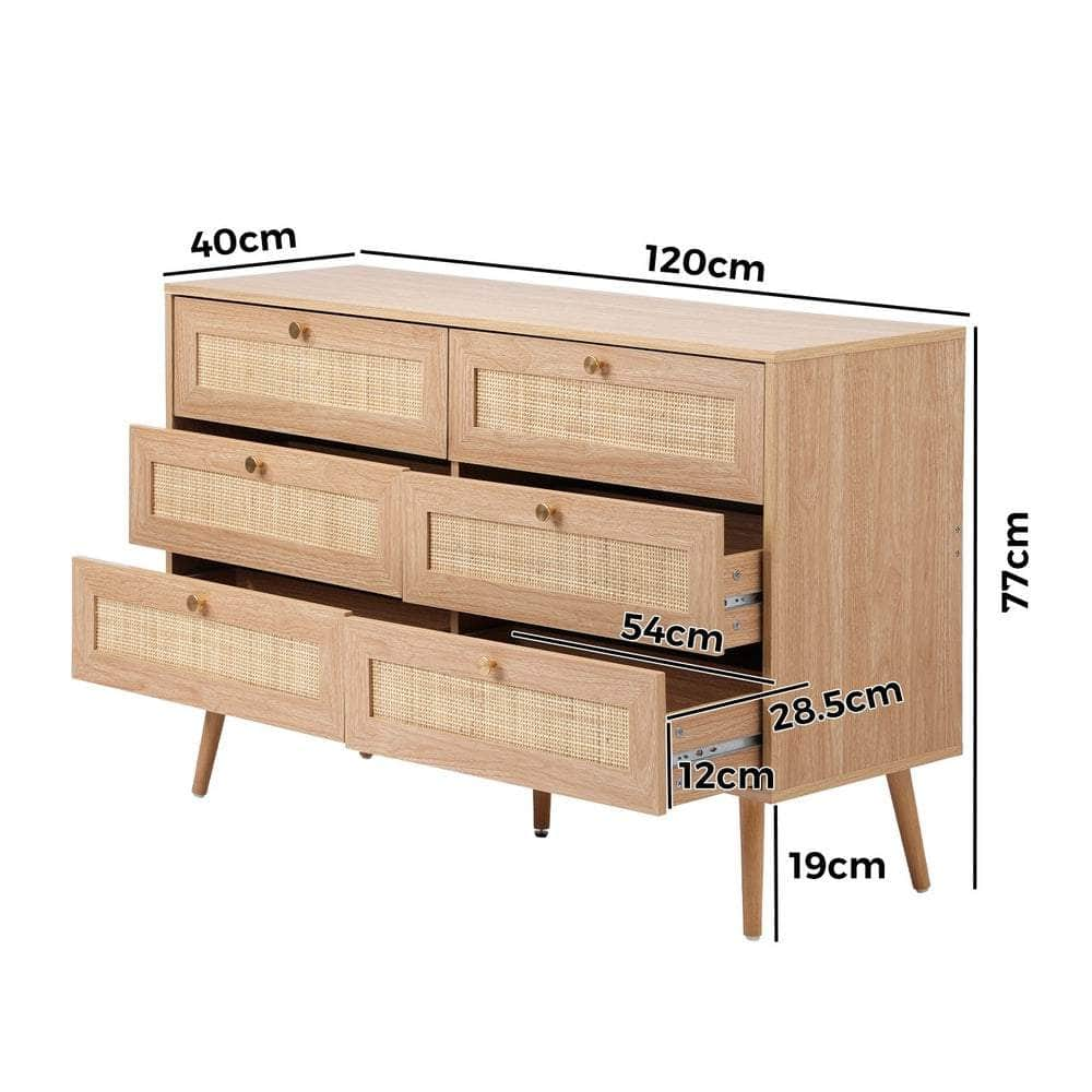 5/6 Chest of Drawers Dresser Tallboy Rattan