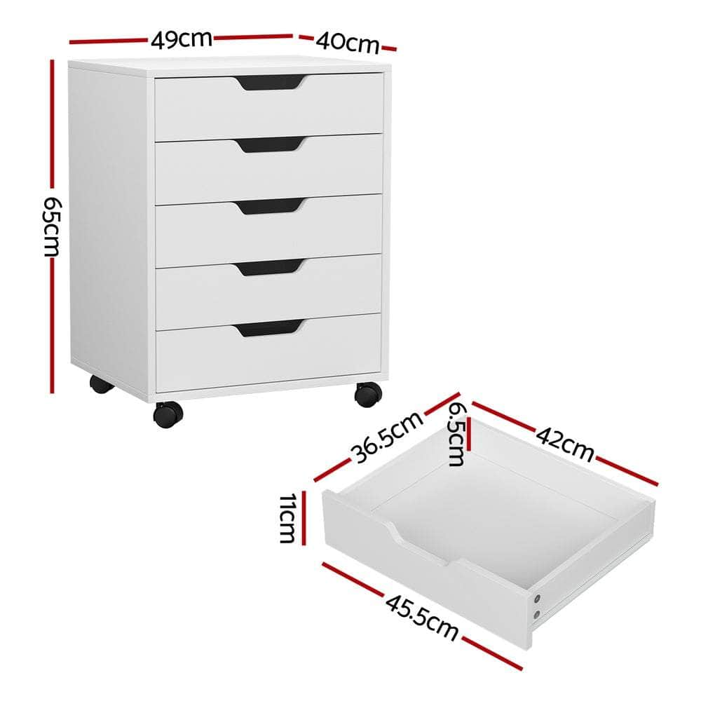 5-Drawer Filing Cabinet Storage Cabinet Chest of Drawers White