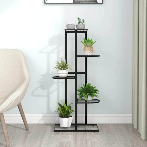 5-Floor Flower Stand Black Metal