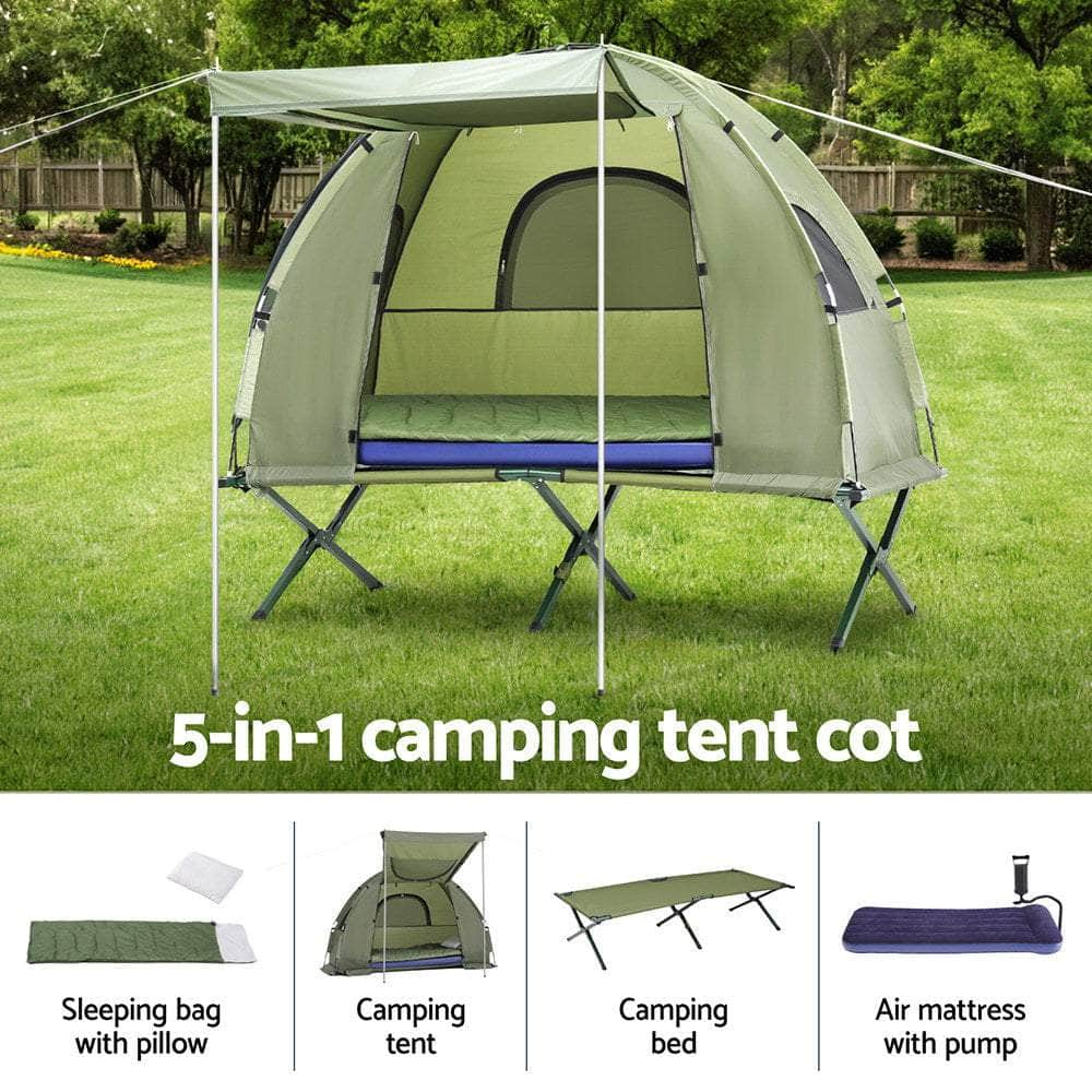 5-in-1 Camping Tent Cot 1-person Air Mattress Camping Bed