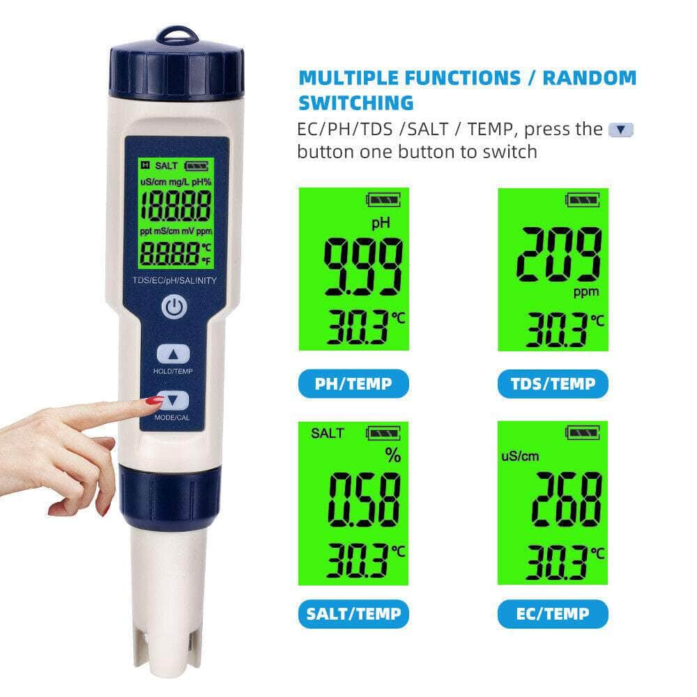 5-In-1 Digital Water Quality Tester For Pools