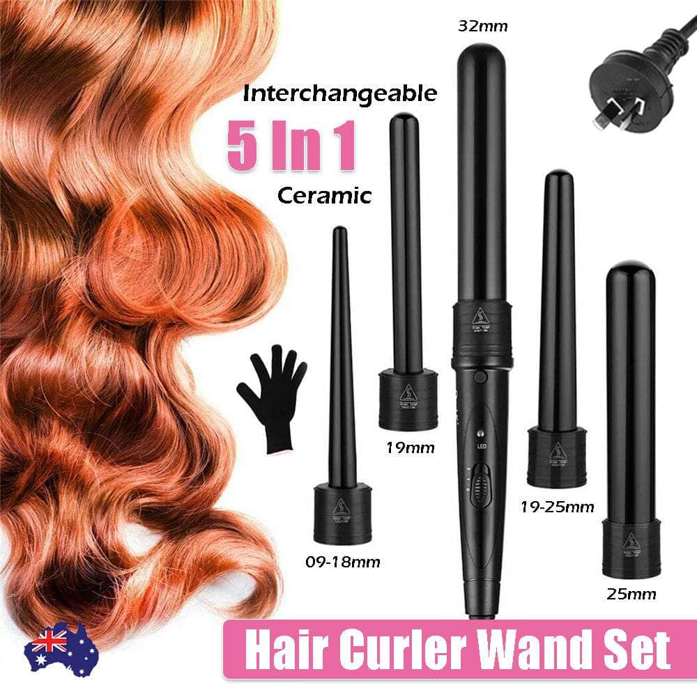 5-In-1 Hair Curler Wand Set Ceramic