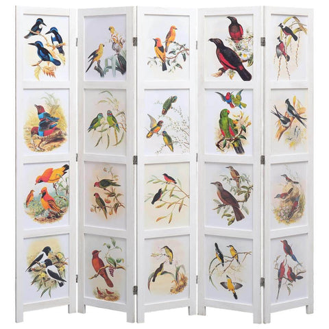 5-Panel Bird Room Divider White