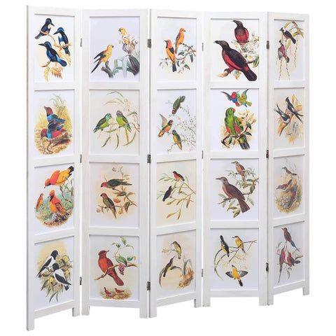 5-Panel Bird Room Divider White