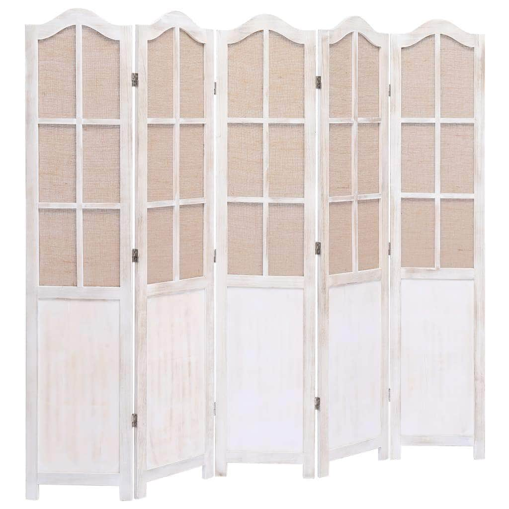 5-Panel Fabric Room Divider White