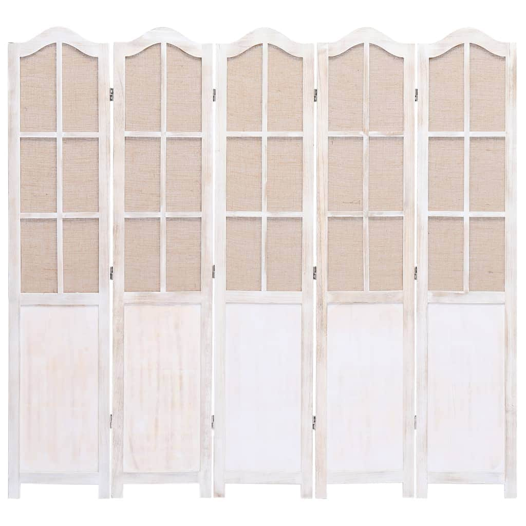 5-Panel Fabric Room Divider White