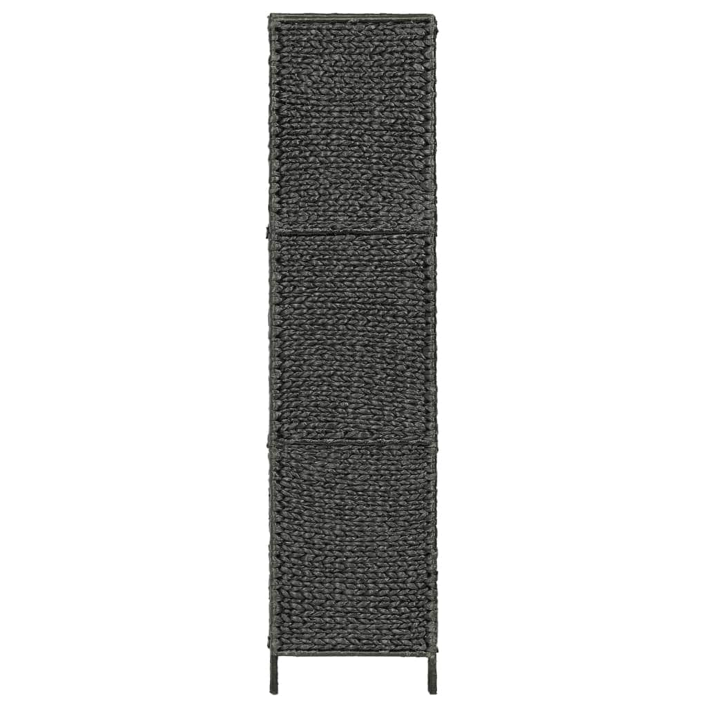 5-Panel Room Divider Black Water Hyacinth