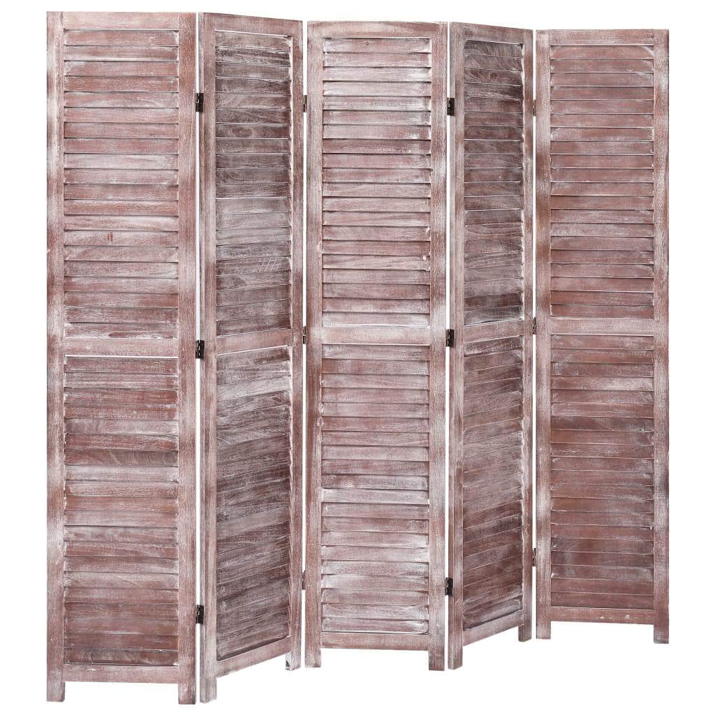 5-Panel Room Divider Brown