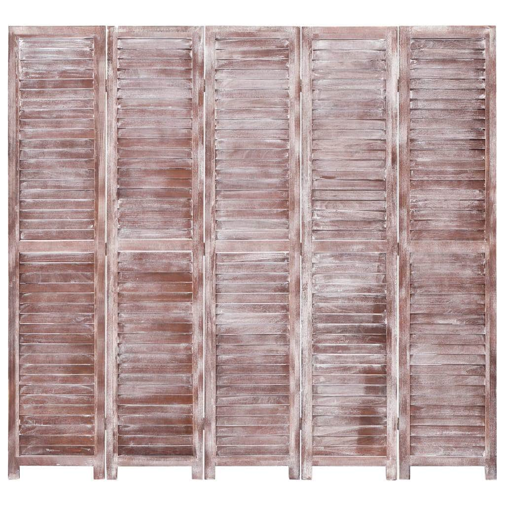 5-Panel Room Divider Brown