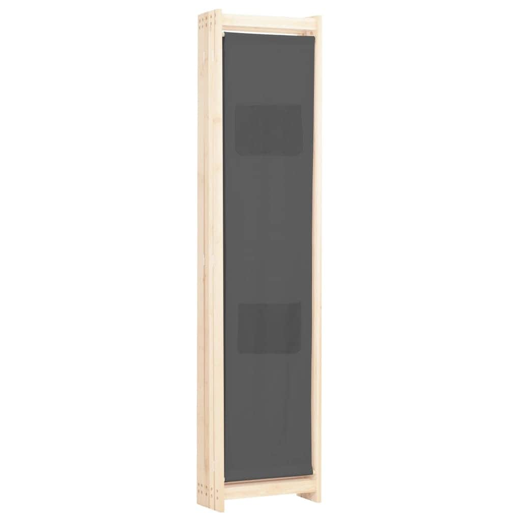 5-Panel Room Divider Grey Fabric