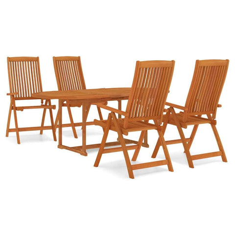 5 Pcs Garden Dining Set Solid Wood Eucalyptus