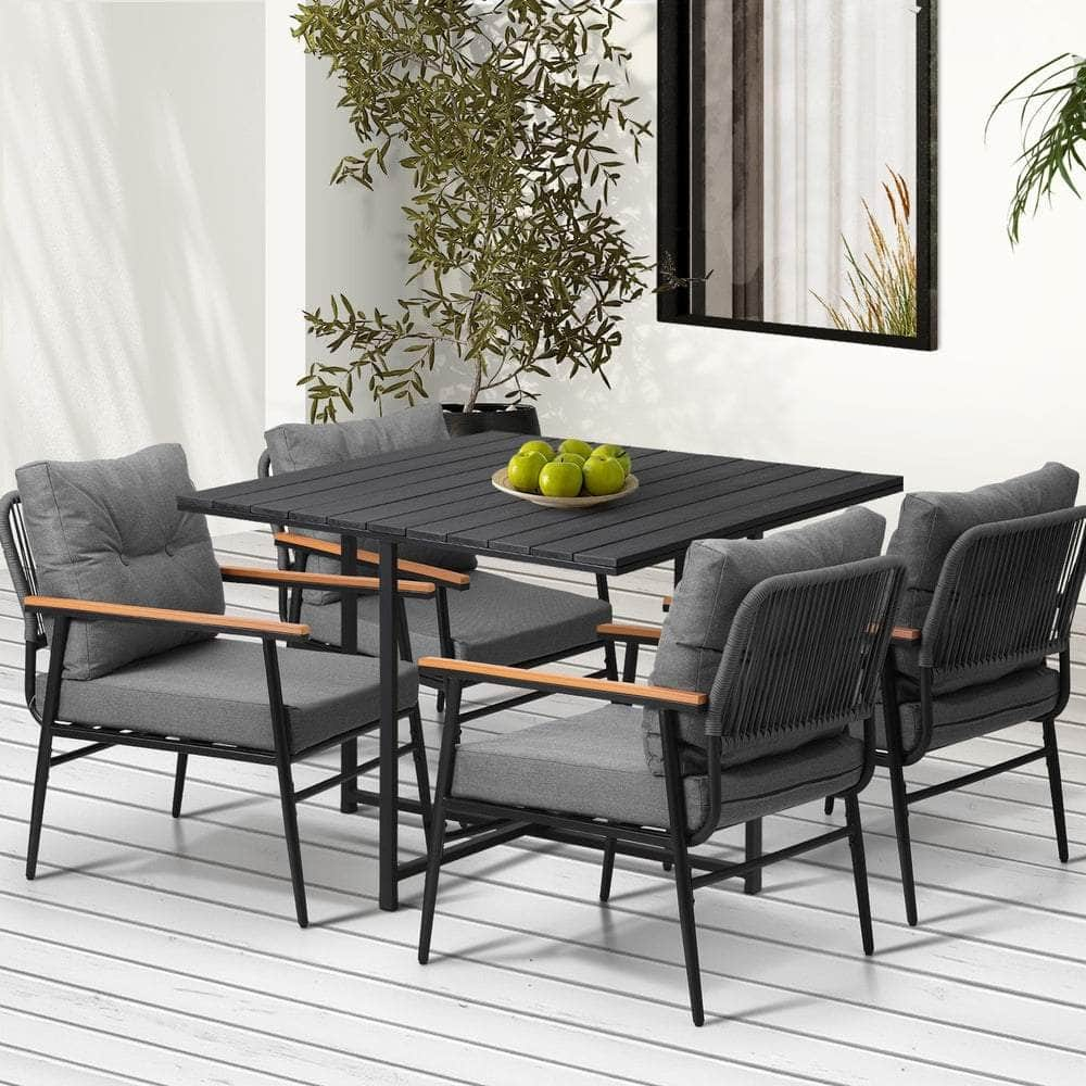 5 Pcs Outdoor Dining Set Garden Table and Chairs