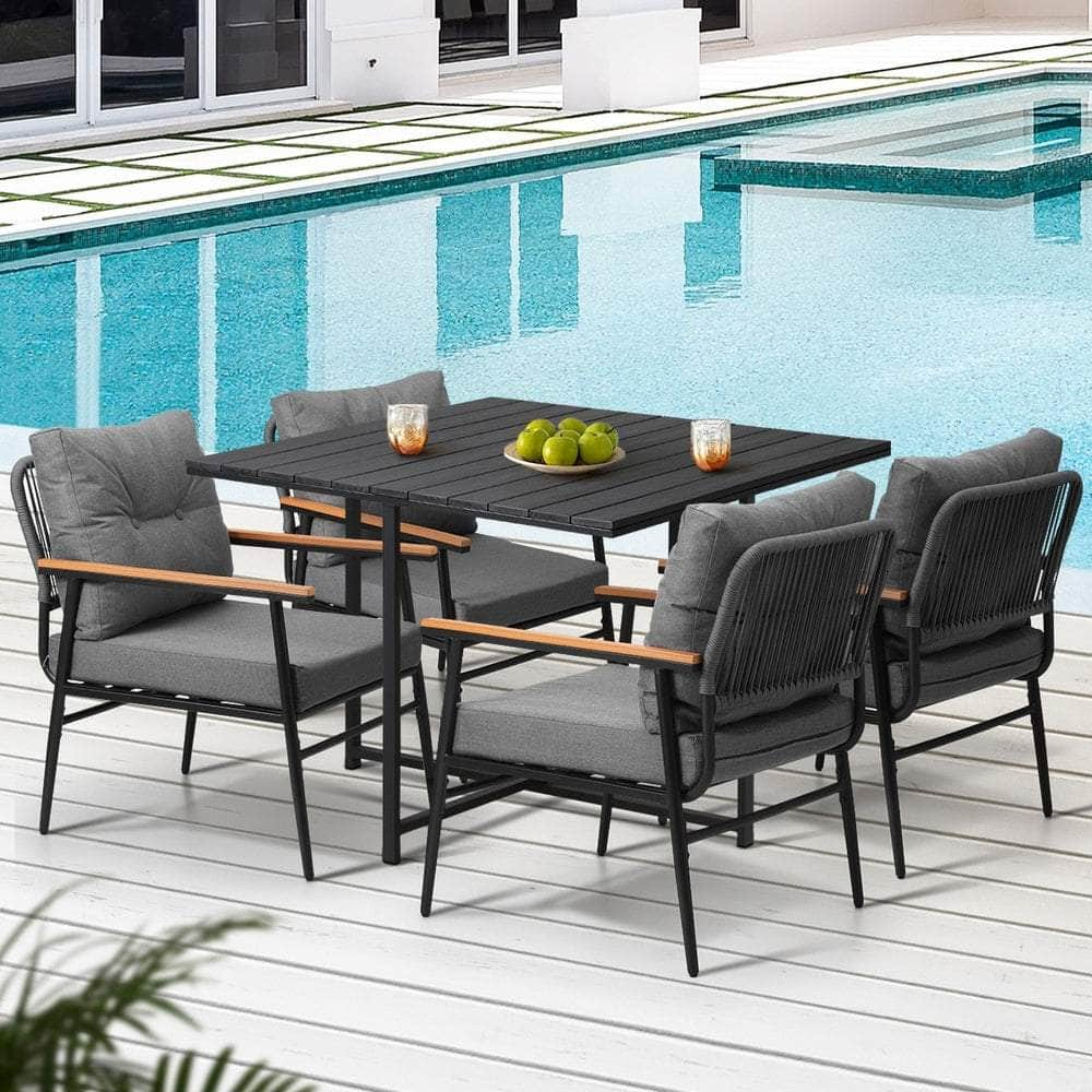 5 Pcs Outdoor Dining Set Garden Table and Chairs