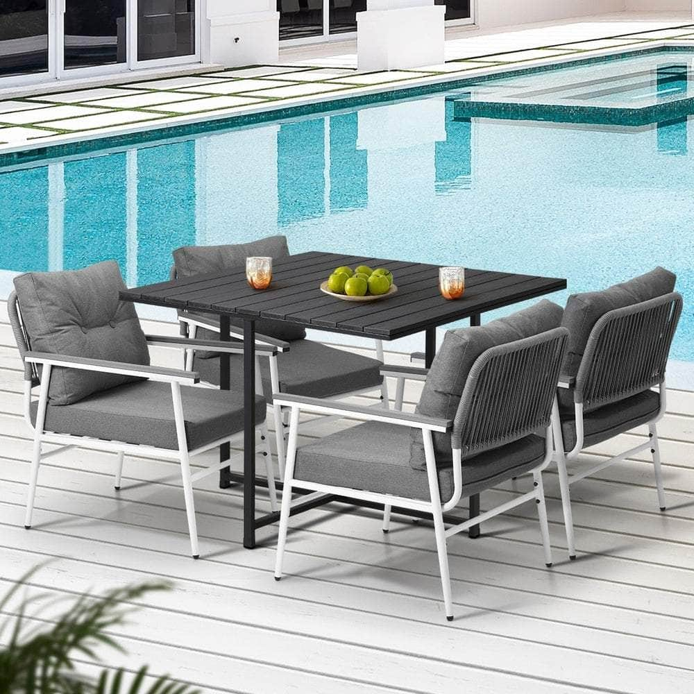 5 Pcs Outdoor Dining Set Garden Table and Chairs