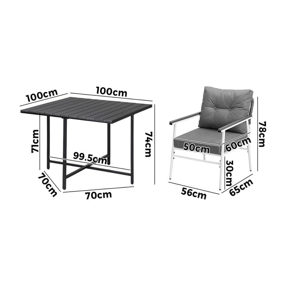 5 Pcs Outdoor Dining Set Garden Table and Chairs