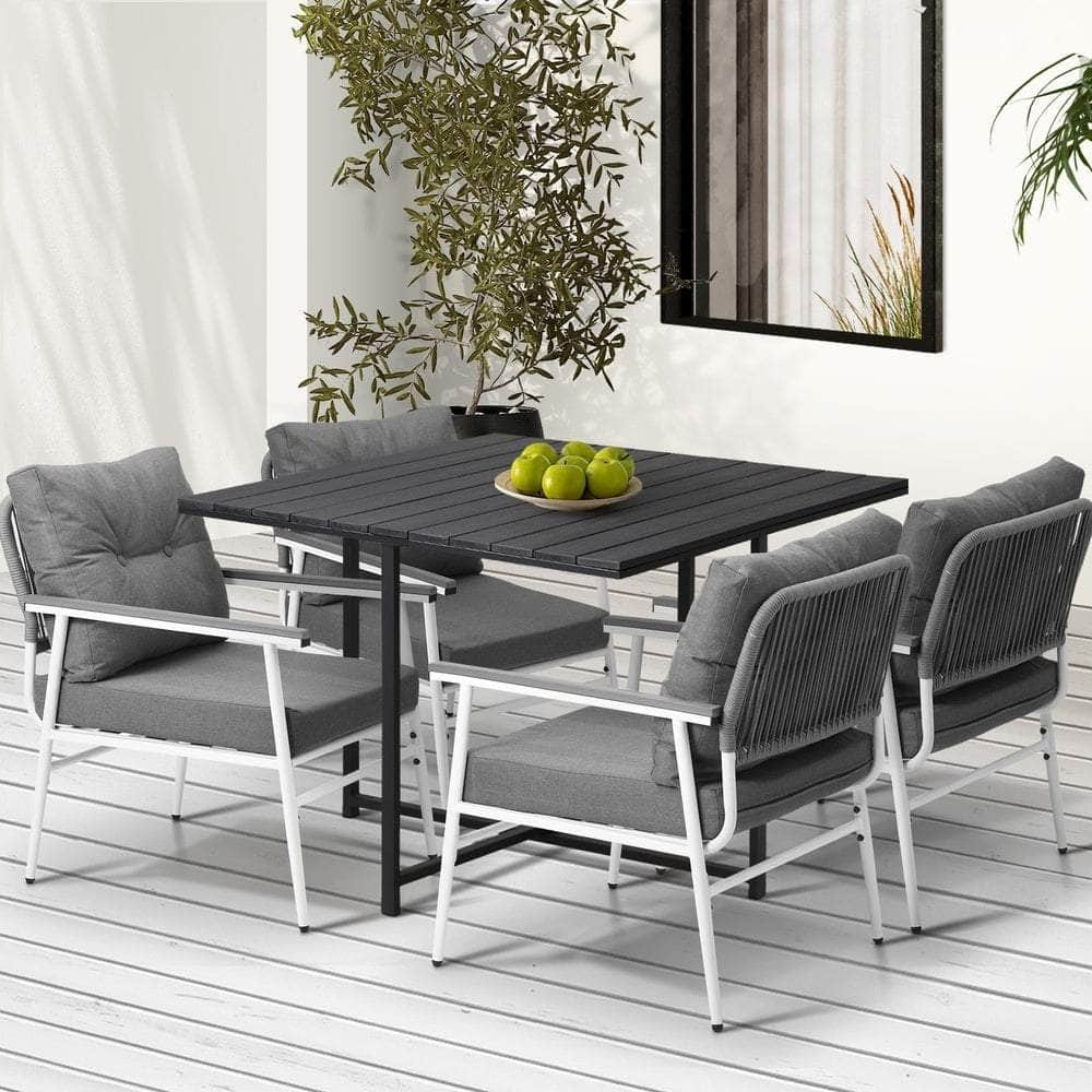 5 Pcs Outdoor Dining Set Garden Table and Chairs