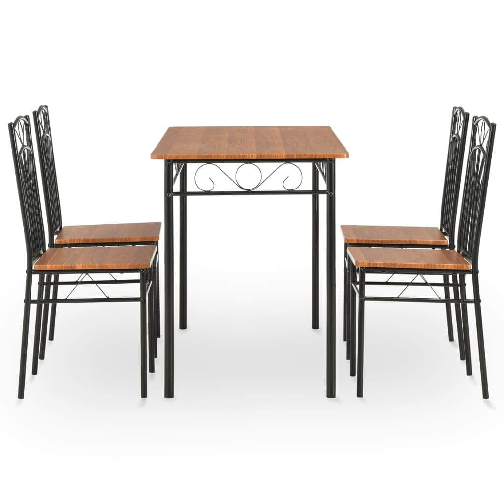 5 Piece Dining Set MDF and Steel Brown