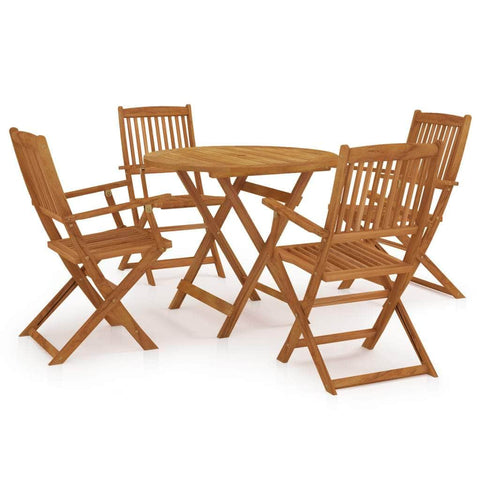 5 Piece Folding Outdoor Dining Set Solid Acacia Wood