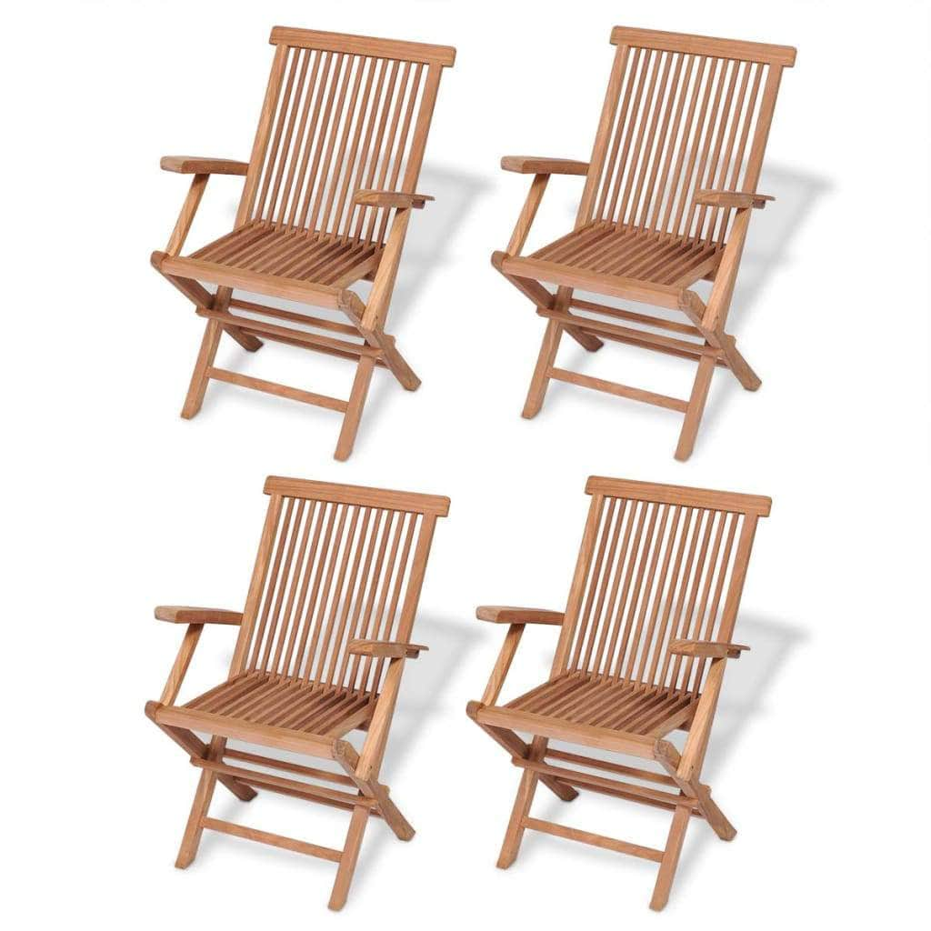 5 Piece Folding Outdoor Dining Set Solid Teak Wood